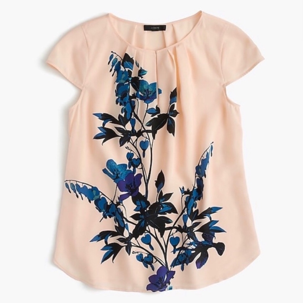 J. Crew Silk Cap Sleeve Midnight Bloom